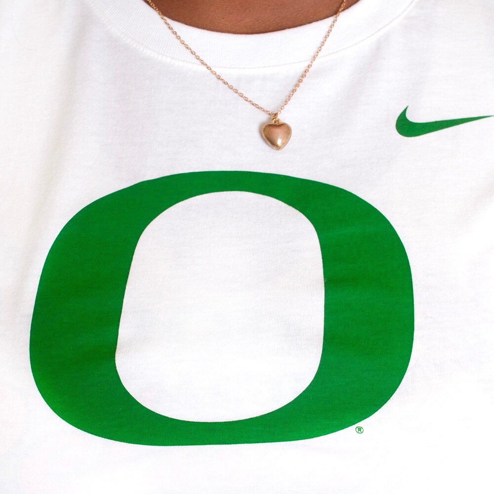 Classic Oregon O, Nike, White, Crew Neck, Cotton, Women, T-Shirt, 763885
